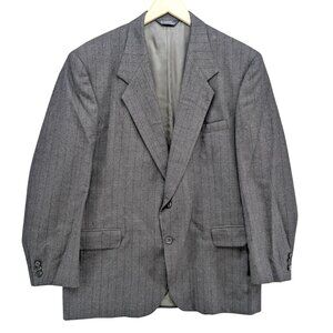 Biella Wool Blazer Mens Charcoal Grey 2 Button Made in USA Jacket Size 42L